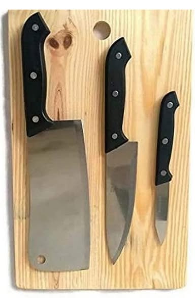 Wooden Chopping Board with Knife Set