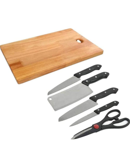Wooden Chopping Board with Knife Set